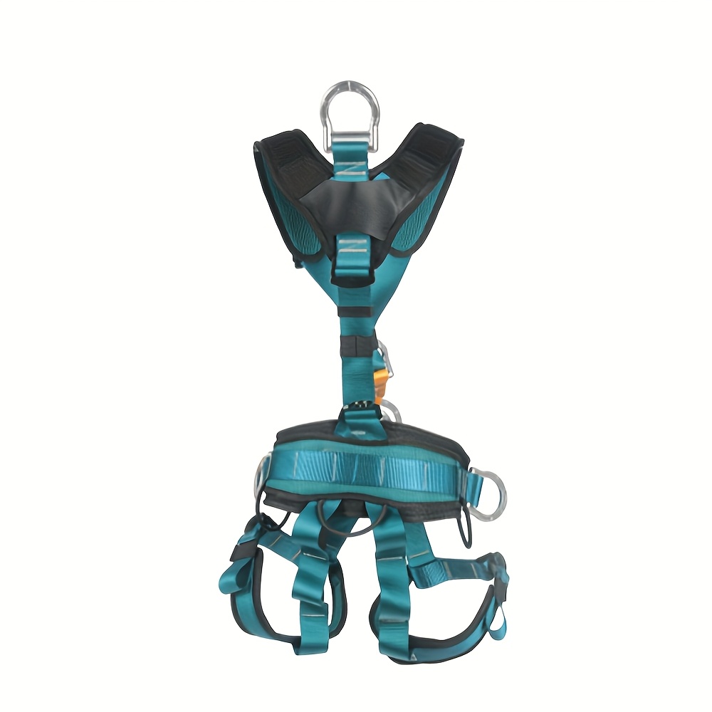 1pc, one-piece safety belt, suitable for waist circumference 70-120cm and leg circumference 53-80cm, aluminum alloy lock ring, polyester material with body, high-altitude work safety belt, outdoor five-point full-body safety belt, speed descent insurance belt, mountaineering equipment set