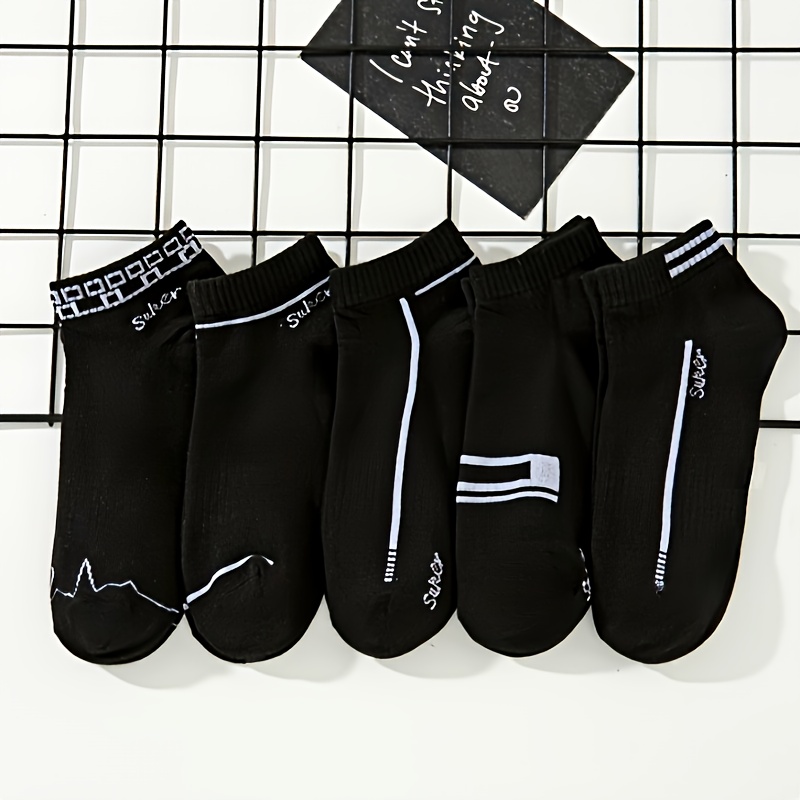 

5 Pairs Of Men's And Women' Geometric Striped All- Sports Socks