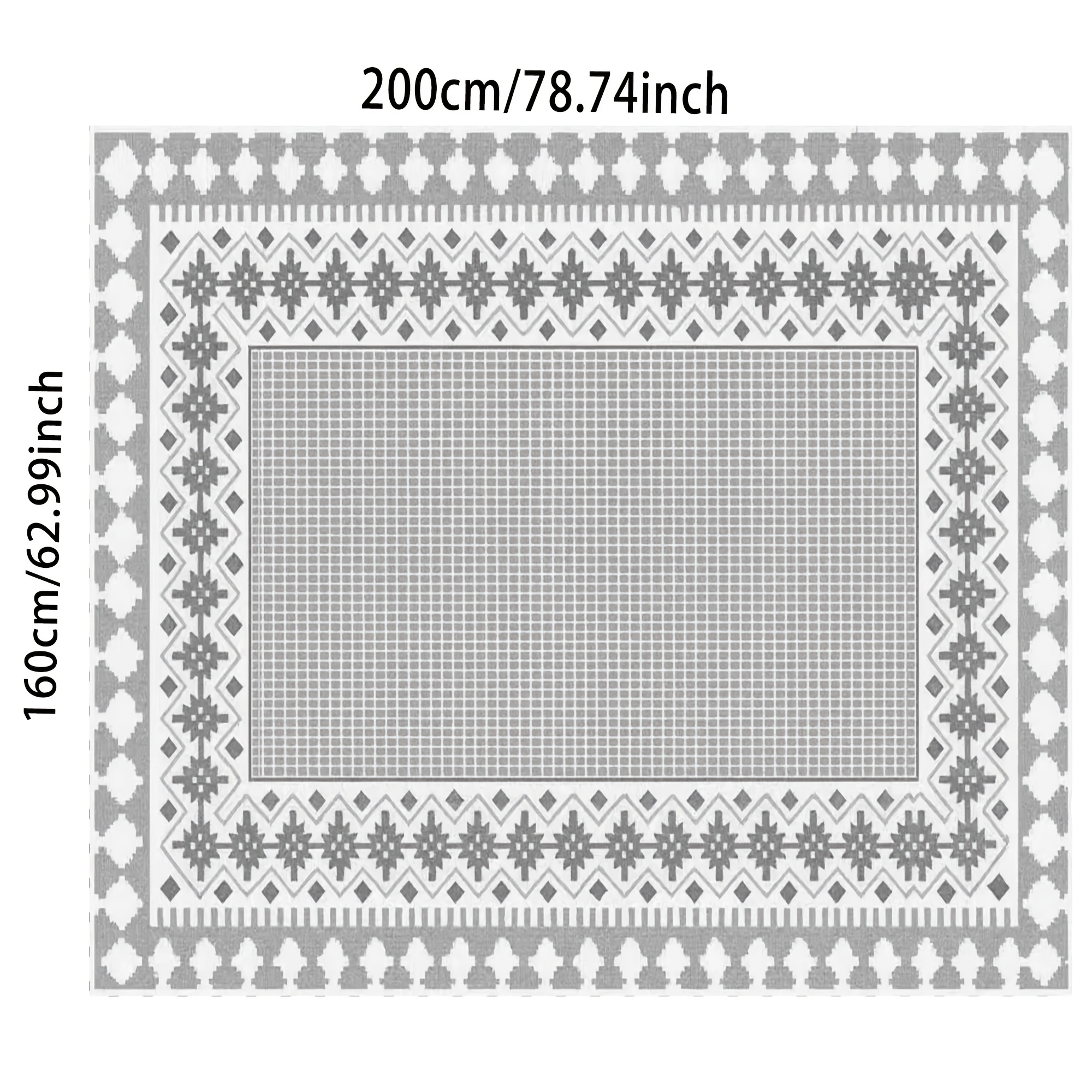 TEMU 1pc Bohemian Floor Mat Suitable For Entryway,, - Non-slip Water-absorbent Machine Washable With Border Design, Polyester Fiber Suitable For