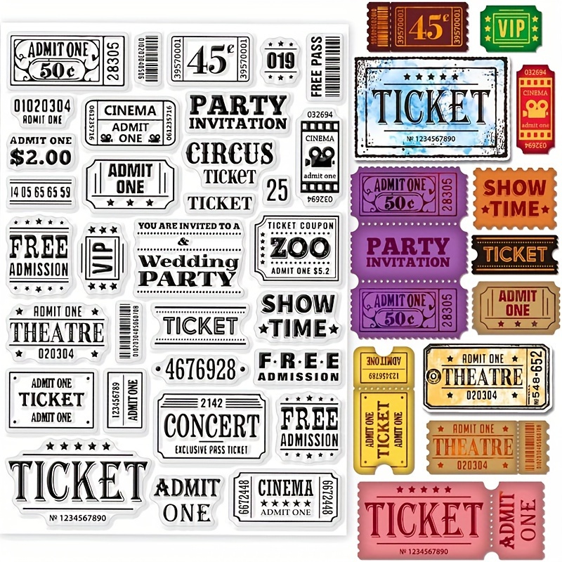 

creative Keepsake" 1pc Movie Ticket Clear Stamp For Diy Scrapbooking, Card Making & Home Decor - Transparent Rectangular Craft Seal