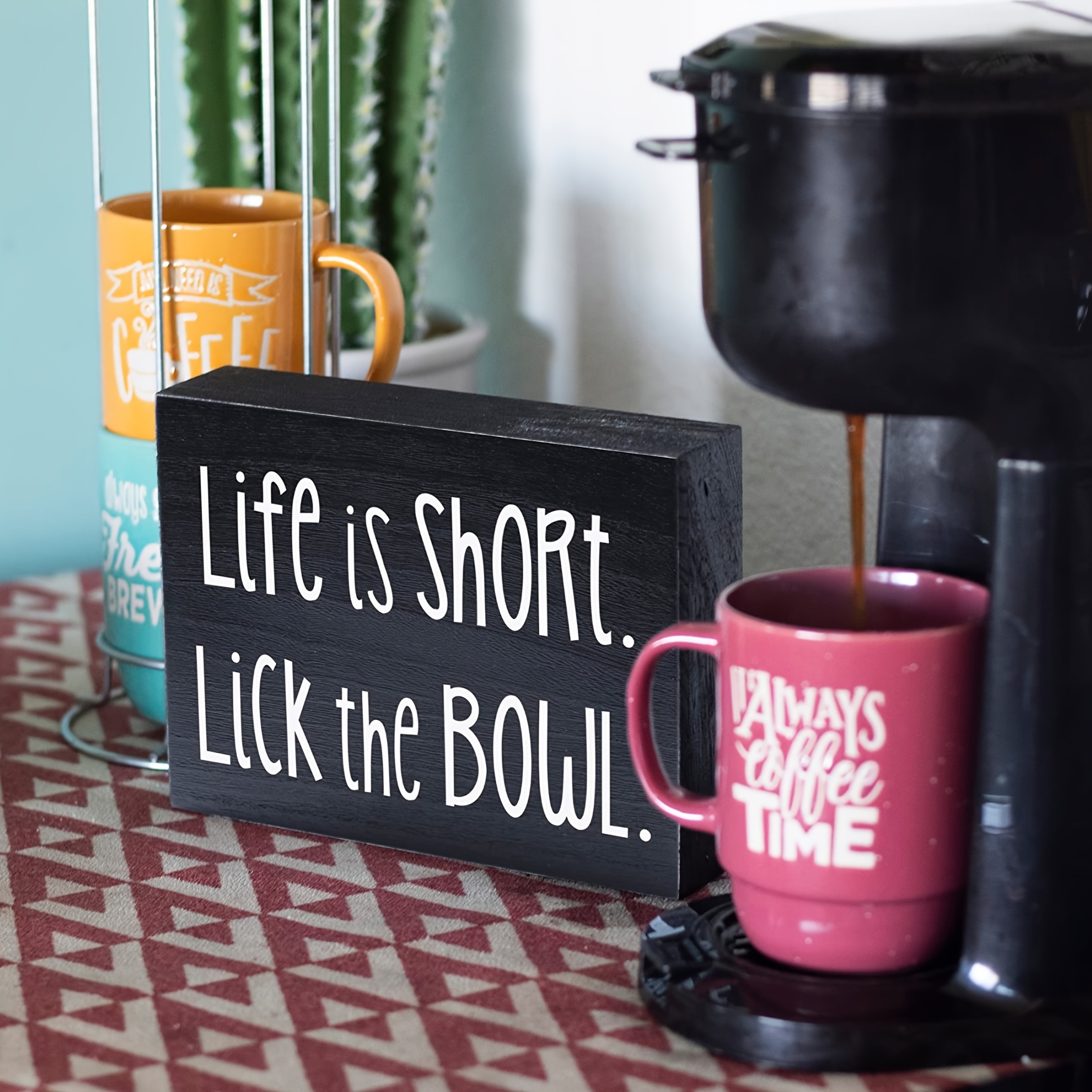 Life Short Lick Bowl Sign Funny Kitchen Signs Funny Kitchen - Temu