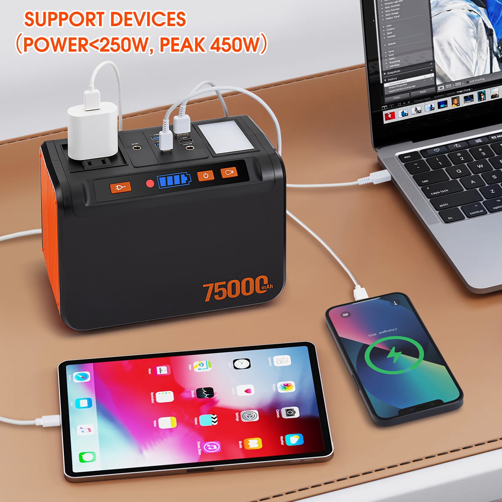 272 222 111 88wh portable power station with 40w solar panel compatible 72000mah lithium battery 2x 110v ac outlets usb   display led light over voltage over current over heat over temp over vibration protection lithium battery power bank for camping emergency backup rv outdoor home solar powered generator with usb c fast charging compact portable design portable power station with solar panel solar battery solar generator with panels included Product details 2