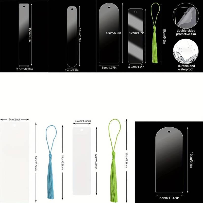 Wpxmer 100 PCS Acrylic Blanks Bookmarks With 100 Pcs...