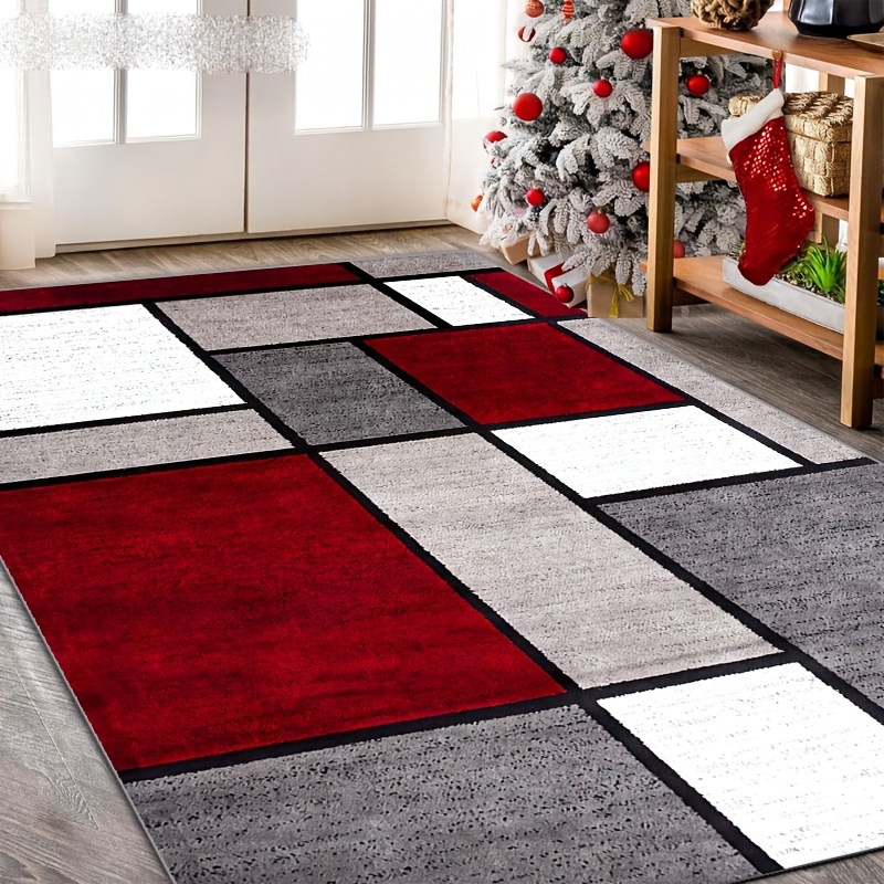 TEMU   Dotted Thickened Minimalist Red Patterned Floor Mat, Suitable For Living Room, Bedroom, Study, Balcony, Machine Washable Christmas Decoration