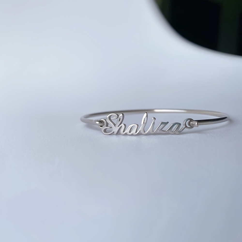TEMU Braccialetto personalizzato con , braccialetto a polsino chiuso elegante e raffinato, , minimalista in acciaio inossidabile, un regalo per la ,