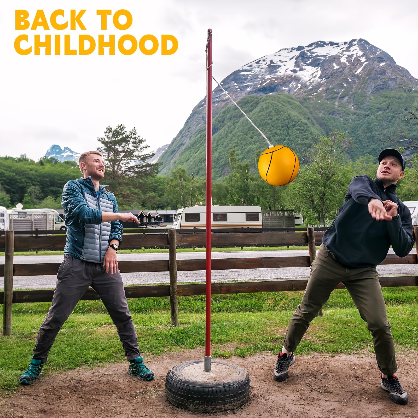 Tetherball Soft Tether Balls And Rope Set Game Replacement Tetherball Set Rubber Tetherball Equipment for Youngsters Adults Indoor Outdoor Playground Yard Backyard Play (Yellow, 2pcs)