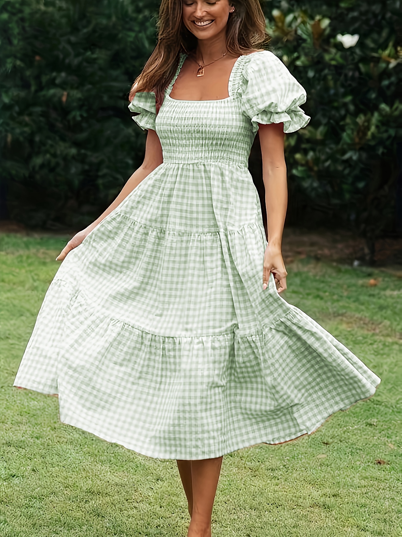 ワンピース organiczooBlueberry Gingham Gather Dress LAST ONE】Blueberry Gingham Gather Dress – Engels Zimmer
