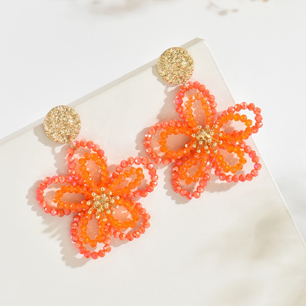 Women's Bohemian Hand-Beaded Hollow Flower Earrings
