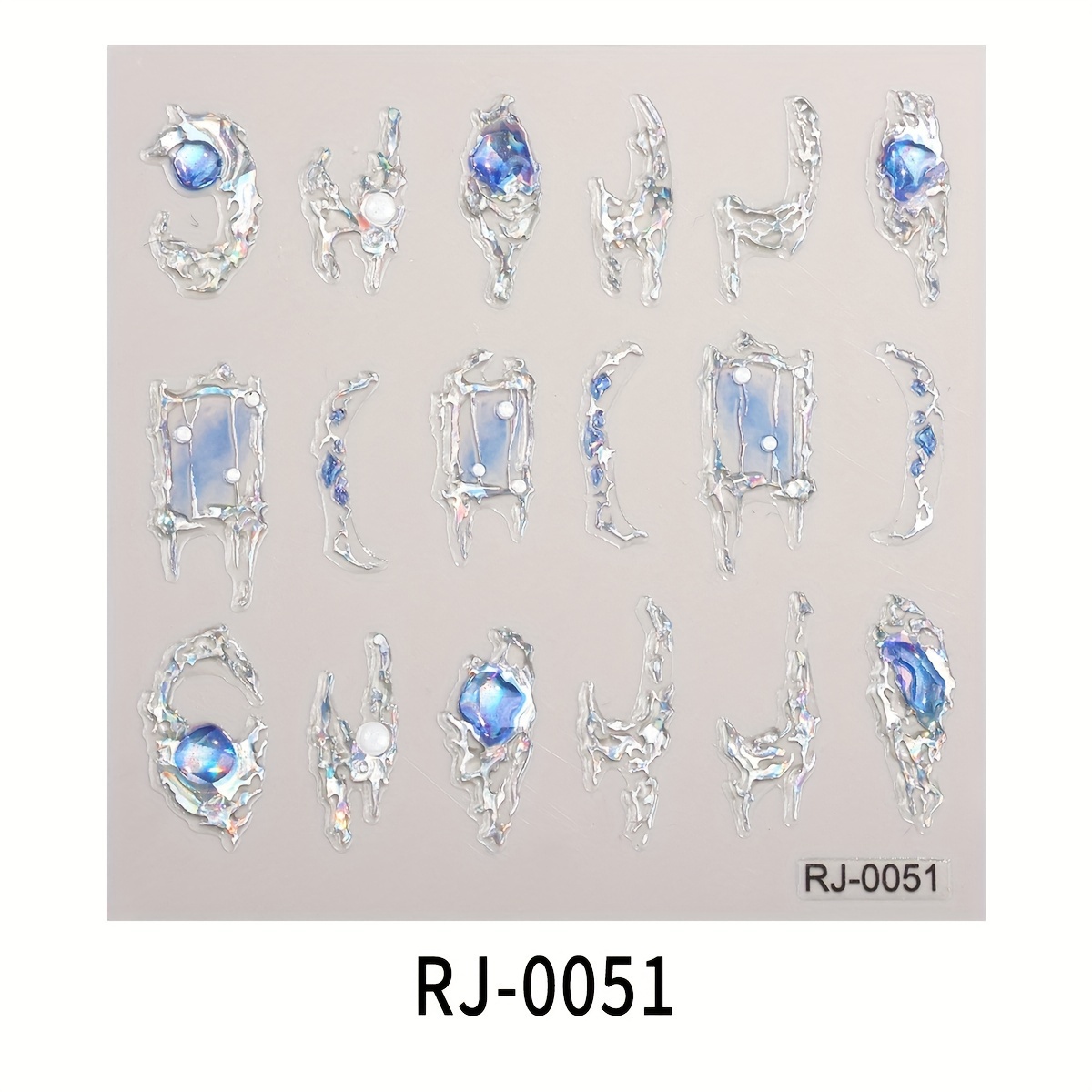 1pc 5d Luxury Gemstones Jelly Nail Art Sticker Holographic Silver Metal Frame Self-adhesive Nail Decals For And Women Diy Manicure Art Decoration