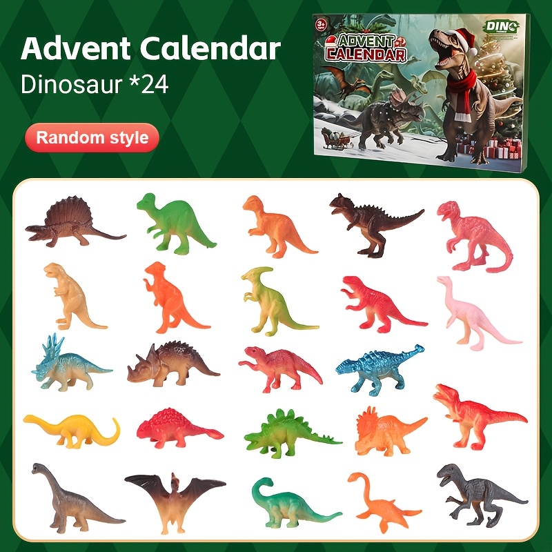 Image of 2026 Dinosaur Toy Party Favor Bags, 24-day Christmas Advent Calendar, 24-slot Countdown Calendar With 24 Random Mini Dinosaur Figures In Unique Shapes, Christmas & New Year Gifts