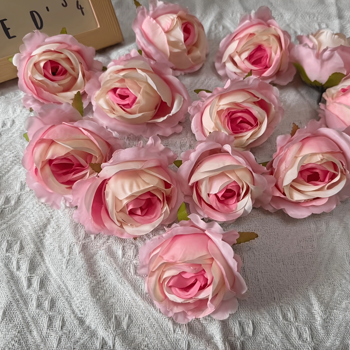 TEMU 12pcs Round Artificial Flower Heads - Vibrant Fabric Petals, Suitable For Home Decor, Wedding And Holiday Party Decorations (spring, Halloween,