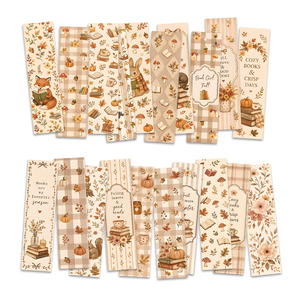 TEMU 20 Marcadores de Libro de Otoño con Calabaza y en Base de Arroz, Retro, Pastoral, Curativos, Animales Exquisitos, Set de Marcadores, Material