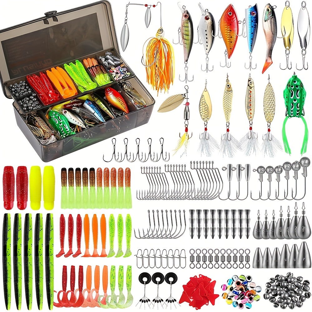

Plusinno 292/387pcs Fishing Accessories Kit, Fishing Tackle Box With Tackle Included, Fishing Hooks, Fishing Weights Sinkers, Spinner Blade, Fishing Gear For Bass, Bluegill, Crappie, Fishing