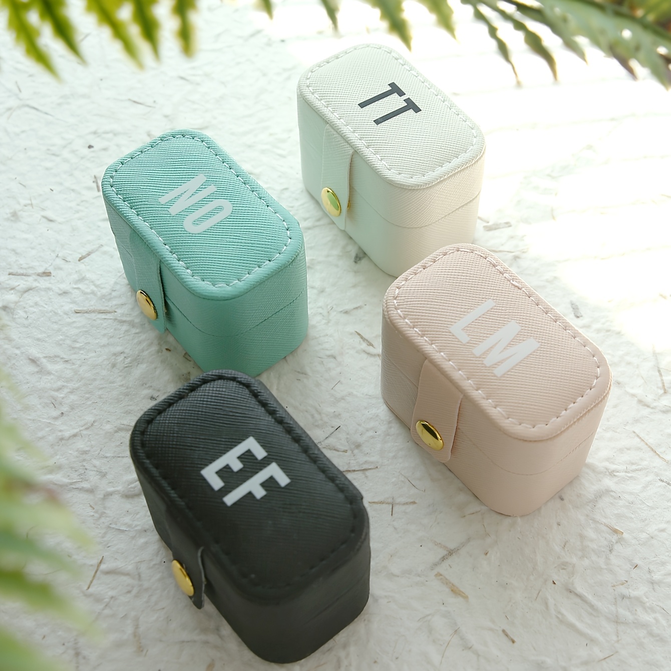 Custom Small Travel Jewelry Box, Personalized Initial Ring Box