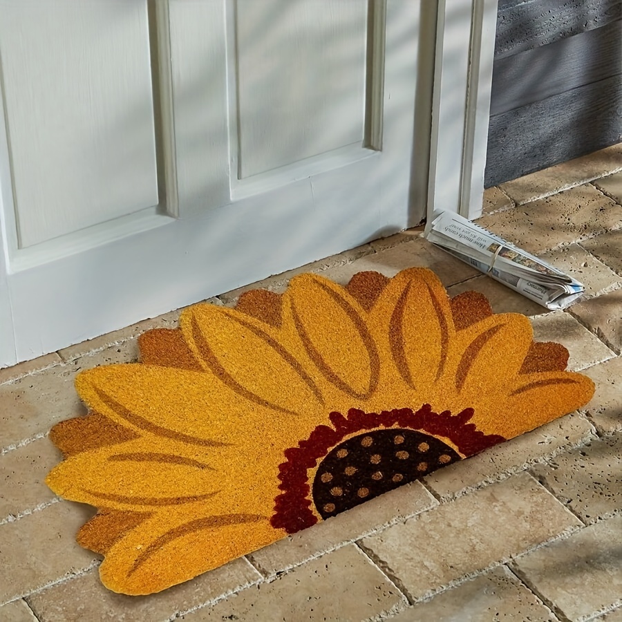 

Sunflower-shaped Felt Door Mat - Hand Washable, Polyester, Perfect For Home Decor