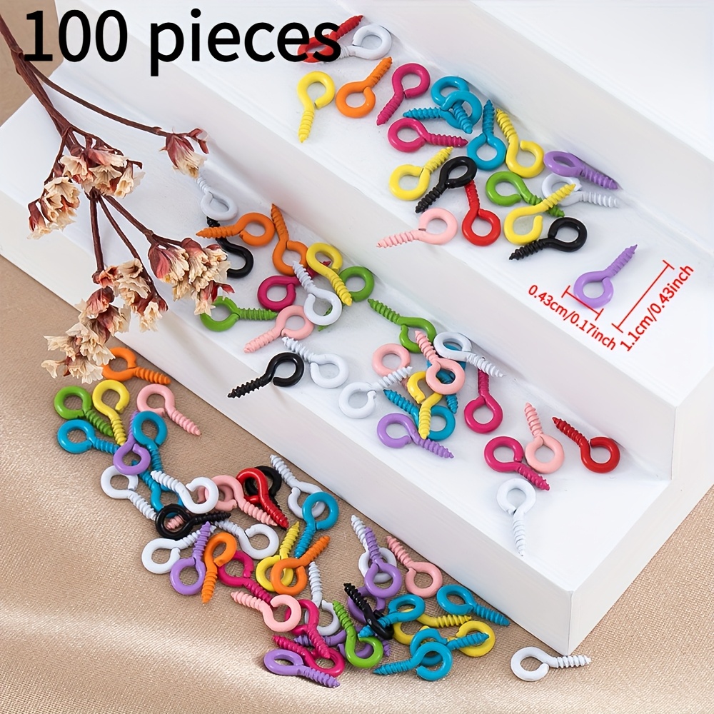 100pcs Bright Candy Color Metal Eye Screw Bead Bracelet Ring For Pendant Jewelry Crafts Homemade Additions Materials