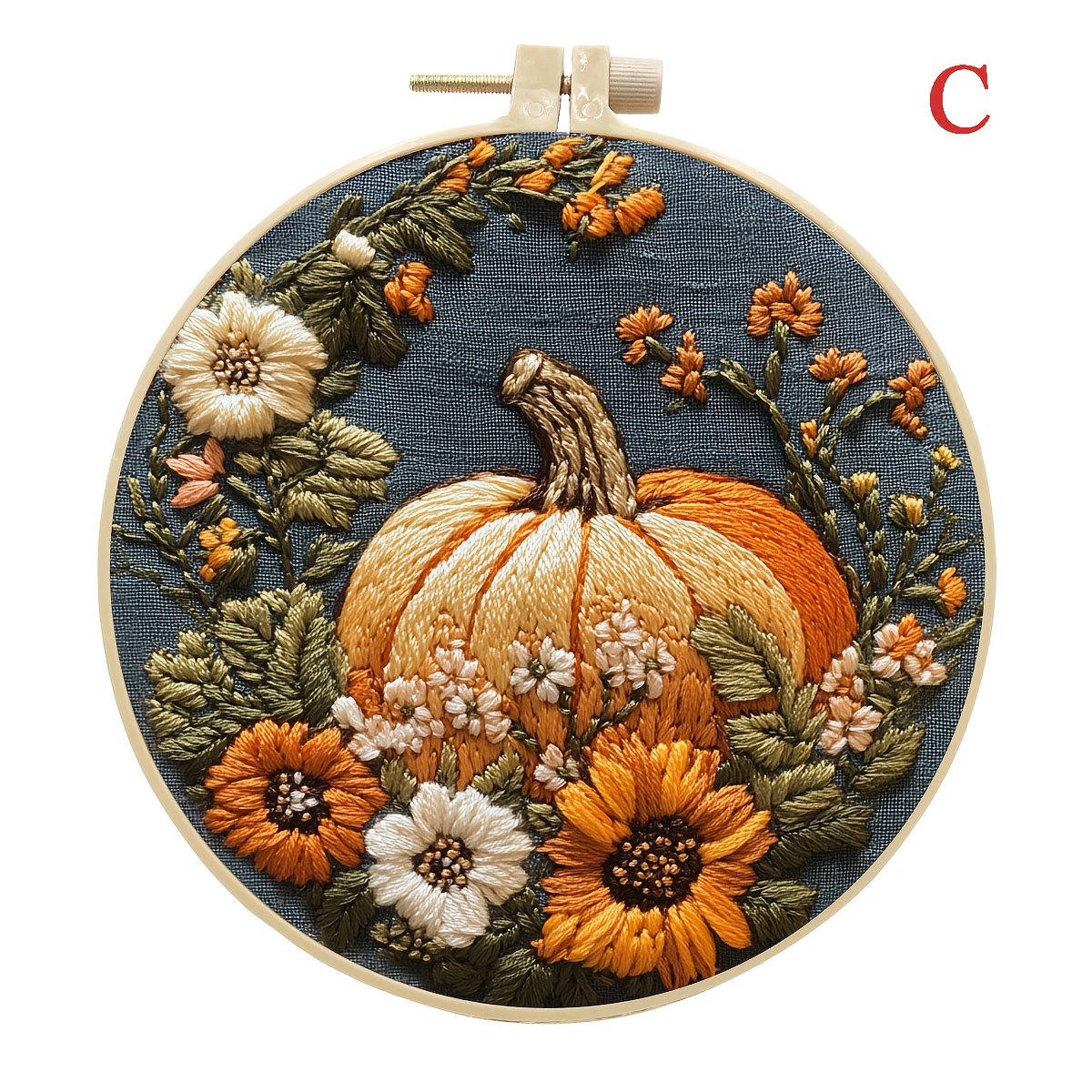 Complete Beginner Pumpkin Embroidery Set, DIY Handmade Kit