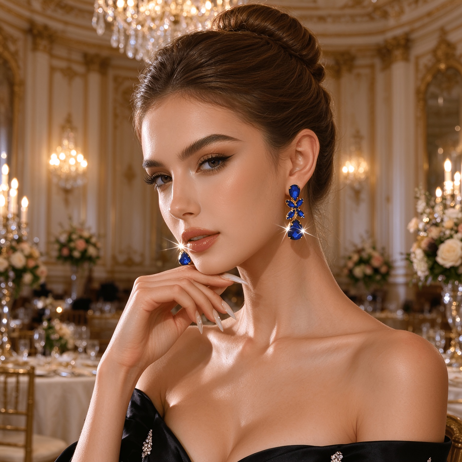 Women's Blingbling Rhinestone Multi-Layered Drop Dangle Earrings