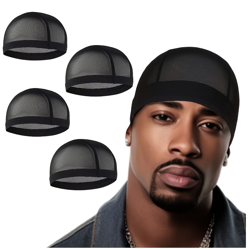 TEMU 4pcs High- Mesh Caps, Unisex Large Size Hair Caps, High- Knitted Caps And Brimless Caps, Soft Solid Color Elastic Hair Caps