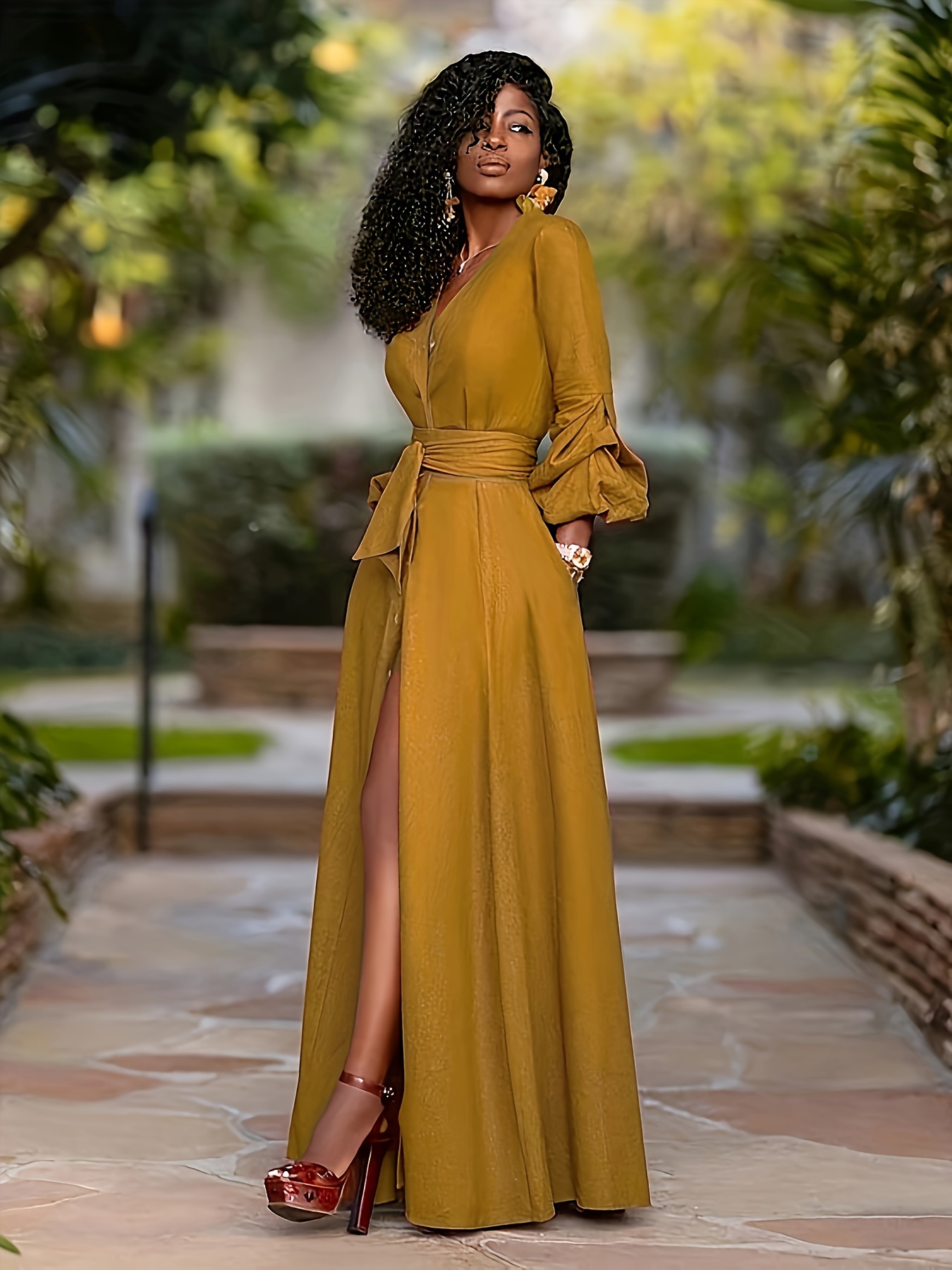 slim fit dress slacks Missoni Pink Gold Knit Maxi Dress Cardigan Necklace Beret Set, 1970s –  Basha Gold main image 0