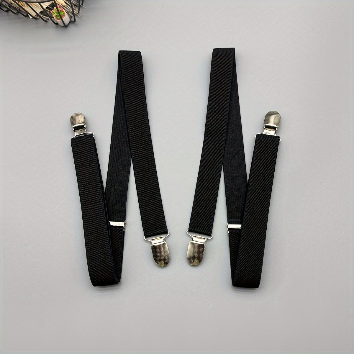 1pc Women's 4 Clips No Cross Suspender, Women's Adult 2.5cm Pants Adjustable Suspenders, Adjustable Elastic Pants Clips