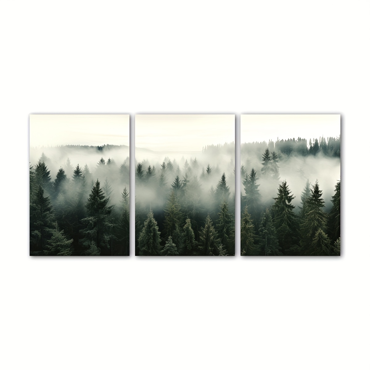 Forest Wall Arts Set Of 3 Prints, Misty Forest Triptych Wall Art, Spring And Natural Scenery Posters Prints, Nordic Minimalist Natural Art Decoration, Decoration, No Frame