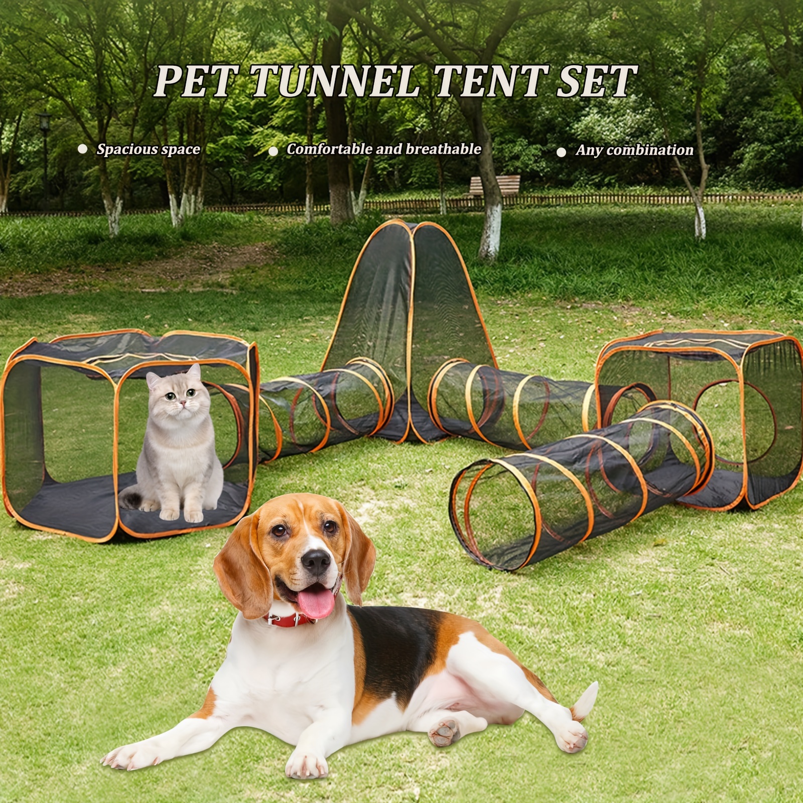 Foldable Pet Playpen Tunnel Breathable Polyester Cat Play Temu United Kingdom