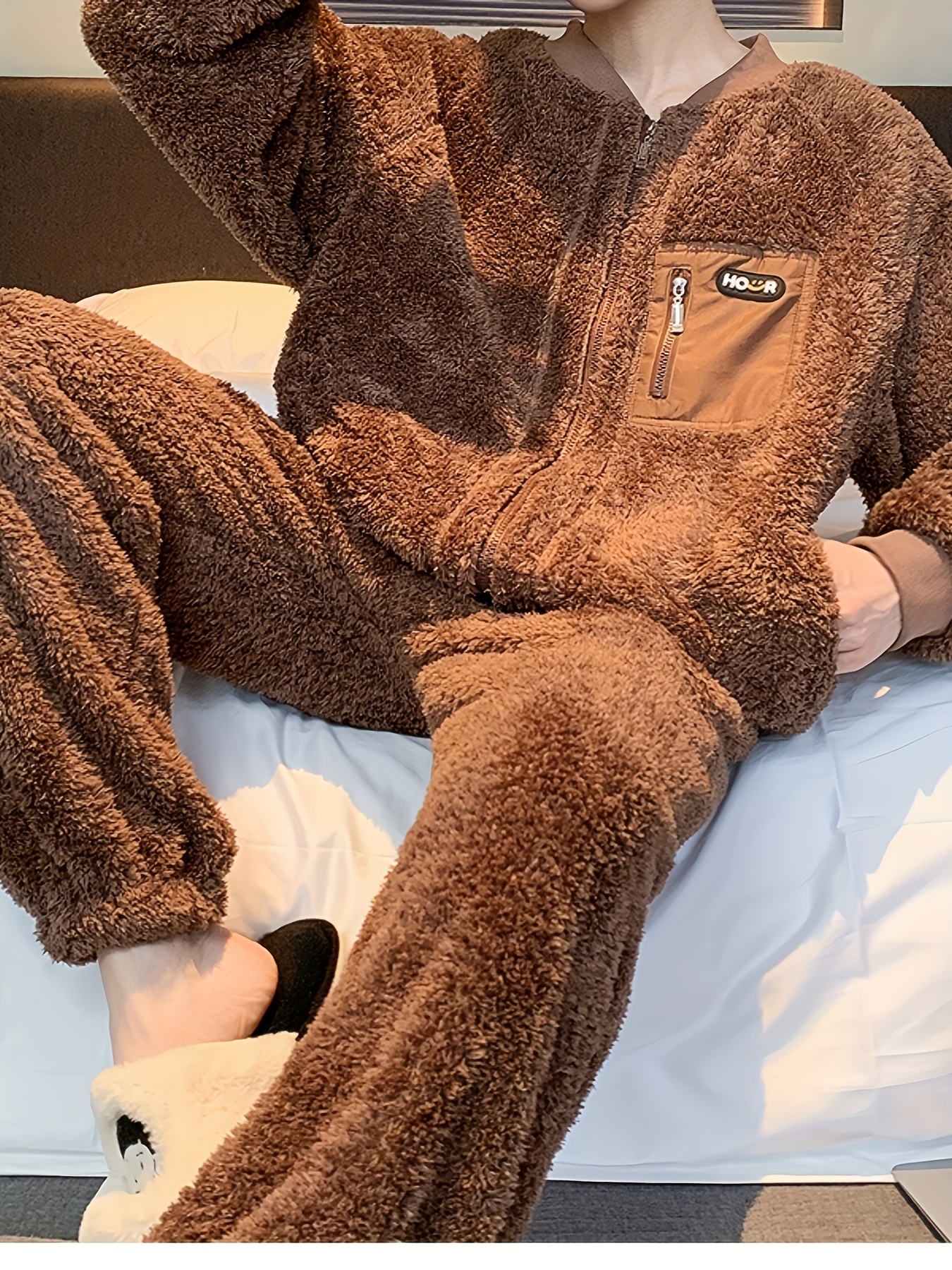 Woolen Pajama Set Warm Flannel Pajamas Men's Thickened Warm