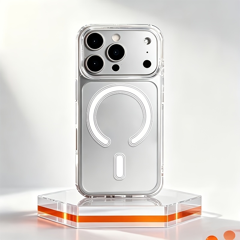 TEMU Phone Case - Transparent Acrylic Magnetic Phone Case Summer Skin Texture Scrub Protective Case, For Iphone 18 Pro Max/17