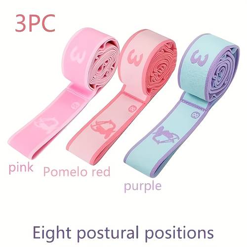 3pcs elastic bands set adjustable yoga stretching strap multi loop exercise band for ballet dance and pilates portable flexibility strength trainer for beginners home fitness