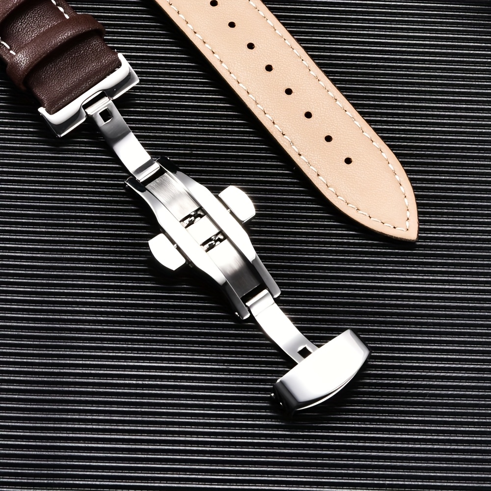 Casual PU Leather Watch Strap Butterfly Buckle for Apple Watch Ultra 10 9 8 7 6 SE 5 4 3 2 1 for Iwatch Watch Strap 38/40/41/42/44/45/46/49Mm