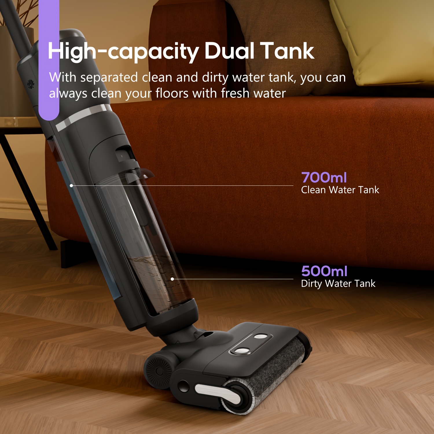 TEMU Wet Dry Vacuum Cordless Floor Washer, Mop And Vacuum, , Auto Self-cleaning, 70db , Lightweight & Cordless Design, Ultra-lightweight Cleaning For Polished Hardwood, Tile & Multi-surface Floors