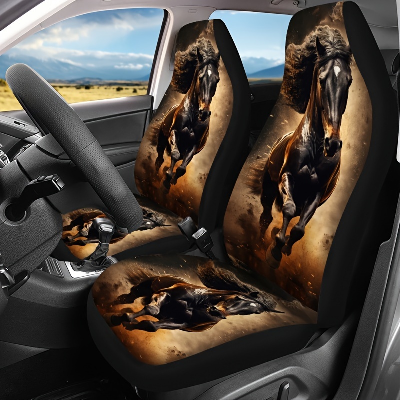 

Fit Black Car Seat Covers - Design, Polyester, Easy To Clean, Front & Rear Seats, Ideal Gift For , | Decorative Touch|sleek Smooth , Horse Decor