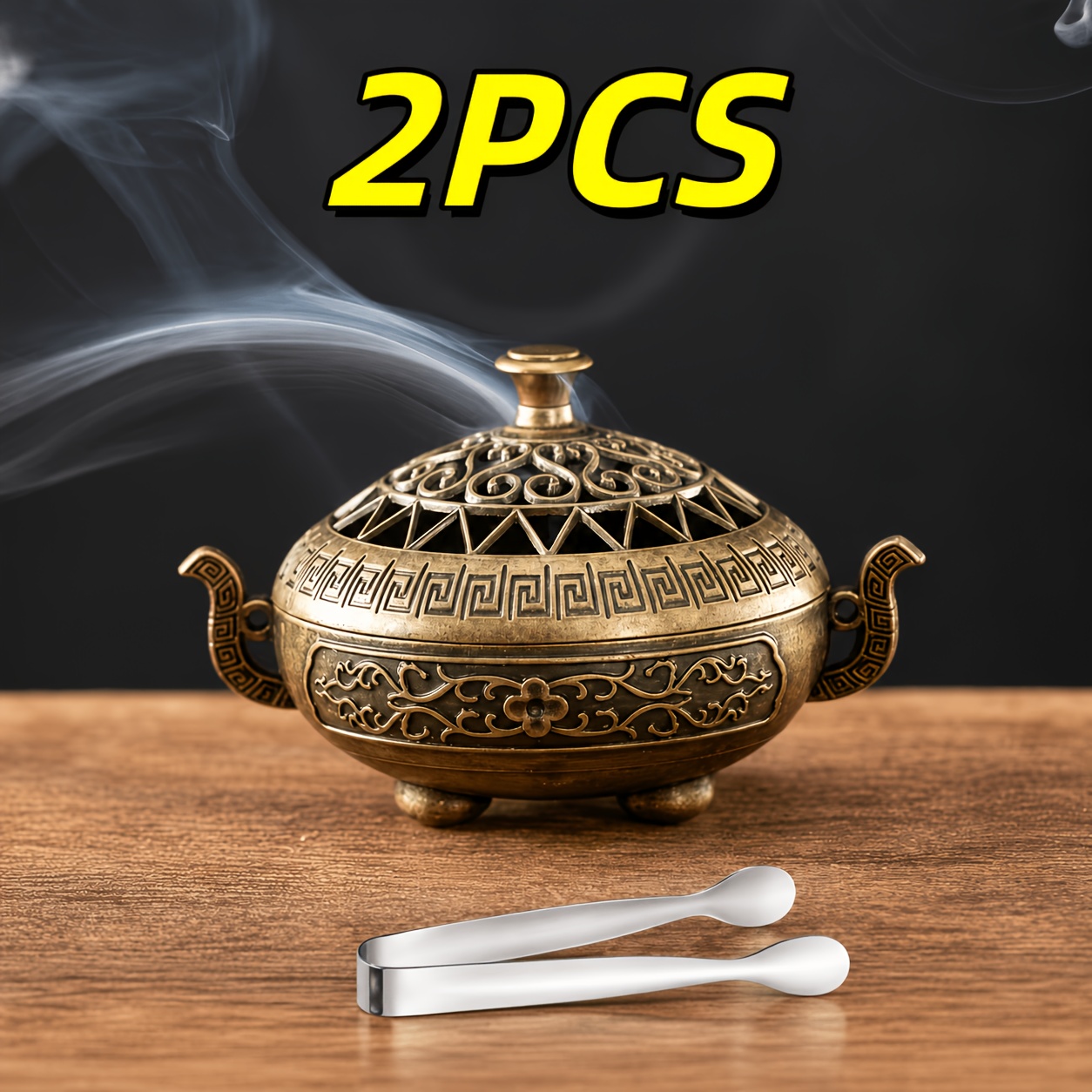 TEMU Juego de 2 piezas (1 porta incienso + 1 pinza para porta incienso) - juego de porta incienso de estilo chino, decoración para mesa de té, un ,