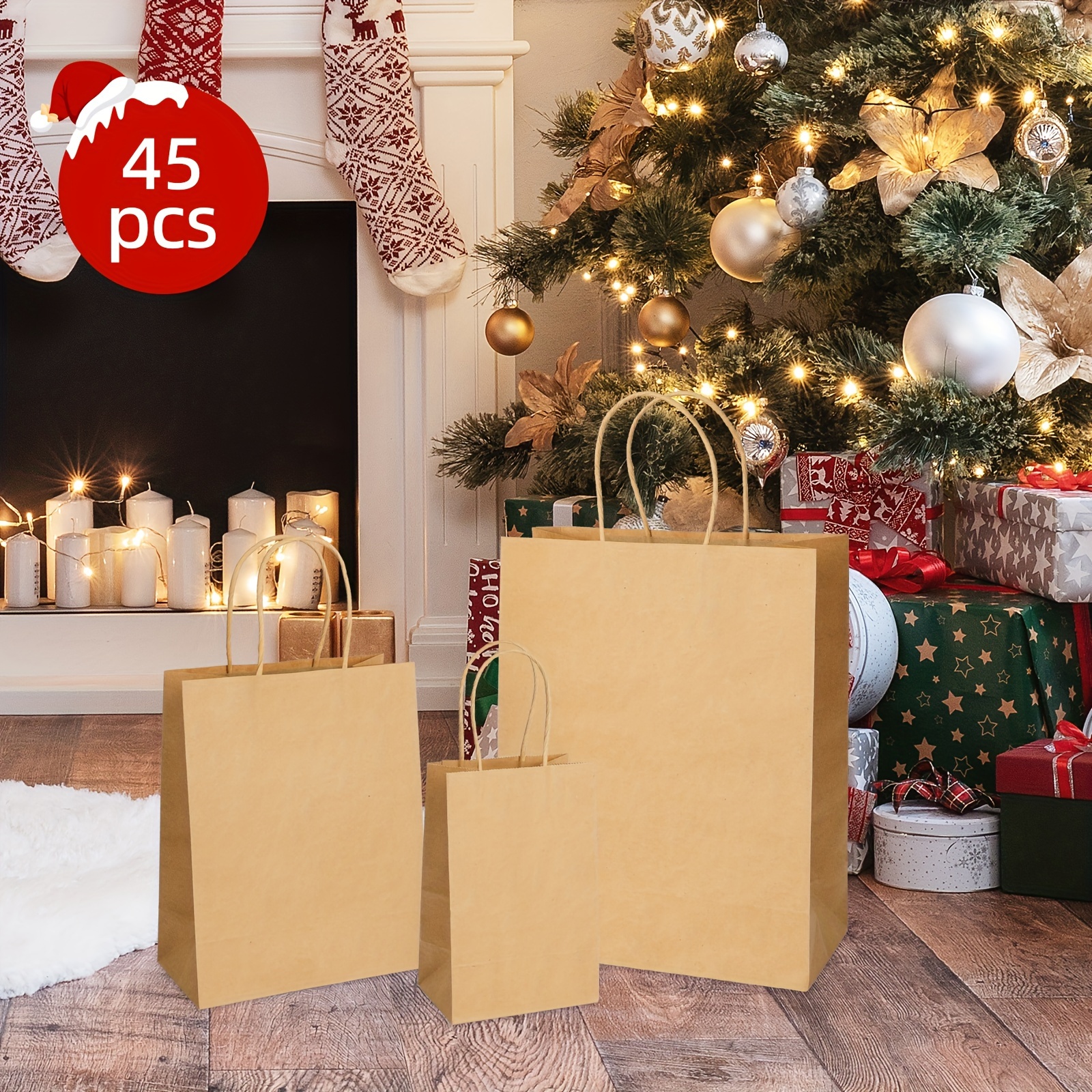 

Superlele 45pcs , In 3 : 5.2x3.5x8in, 8x4x10in, 10x5x12.6in, 15 Per Size, Christmas Gift , Assorted Gift Kraft For Small , Shopping ,