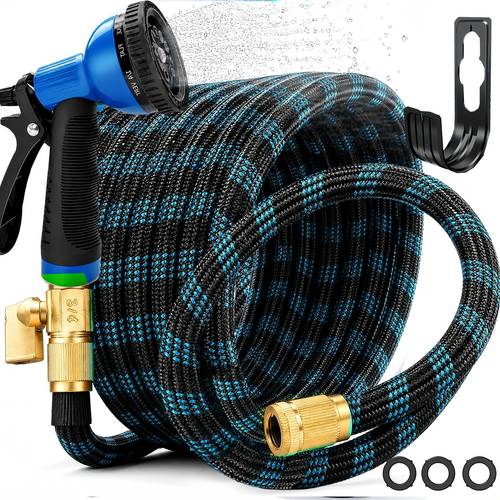 item picture heavy duty garden water pipe 10 15 25 50 75 100 150ft non extendable with 3 4 inch solid brass connectors leak proof design threads suitable for gardening cleaning forestry