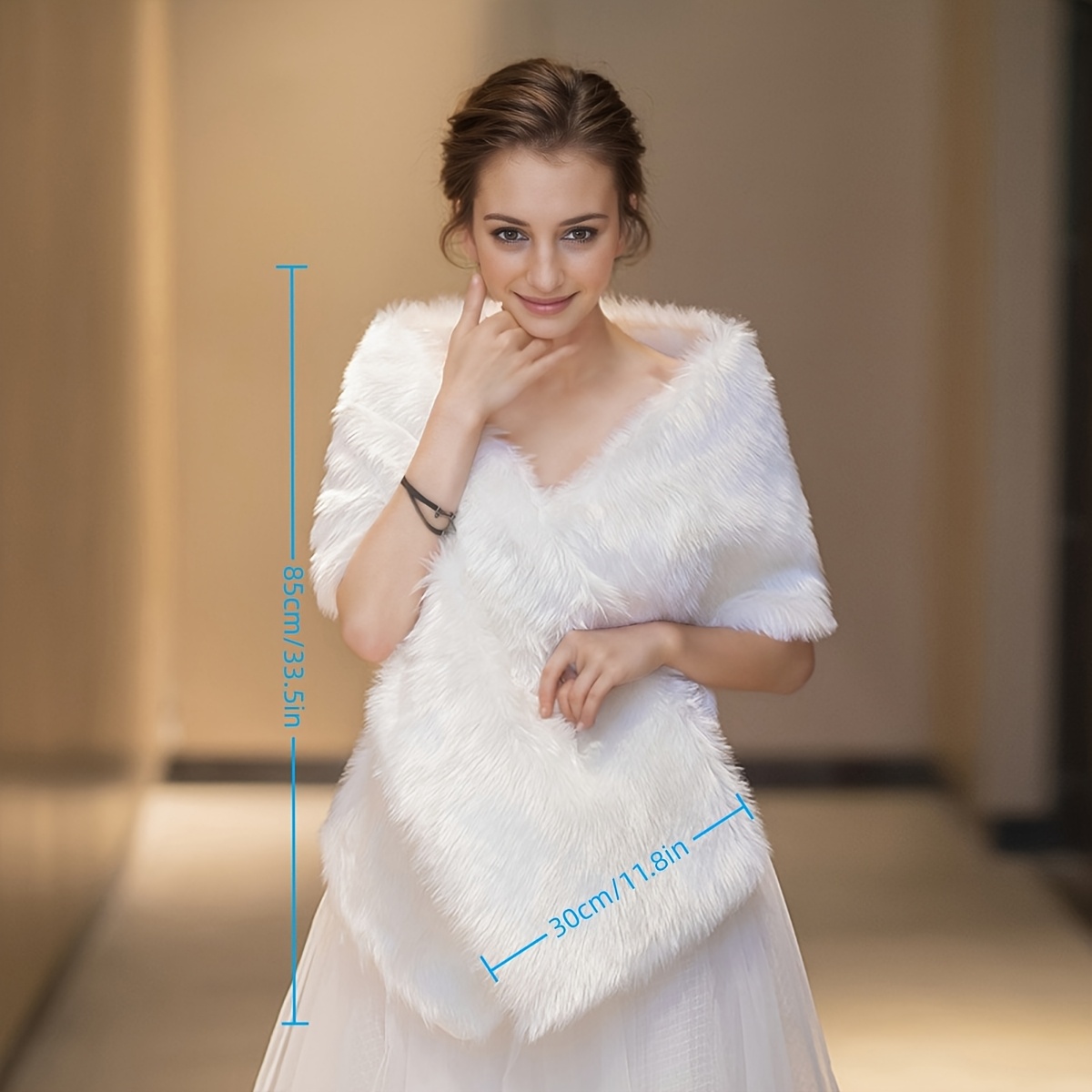 elegant long bridal shawl fluffy faux fur wrap wedding - Temu Mauritius