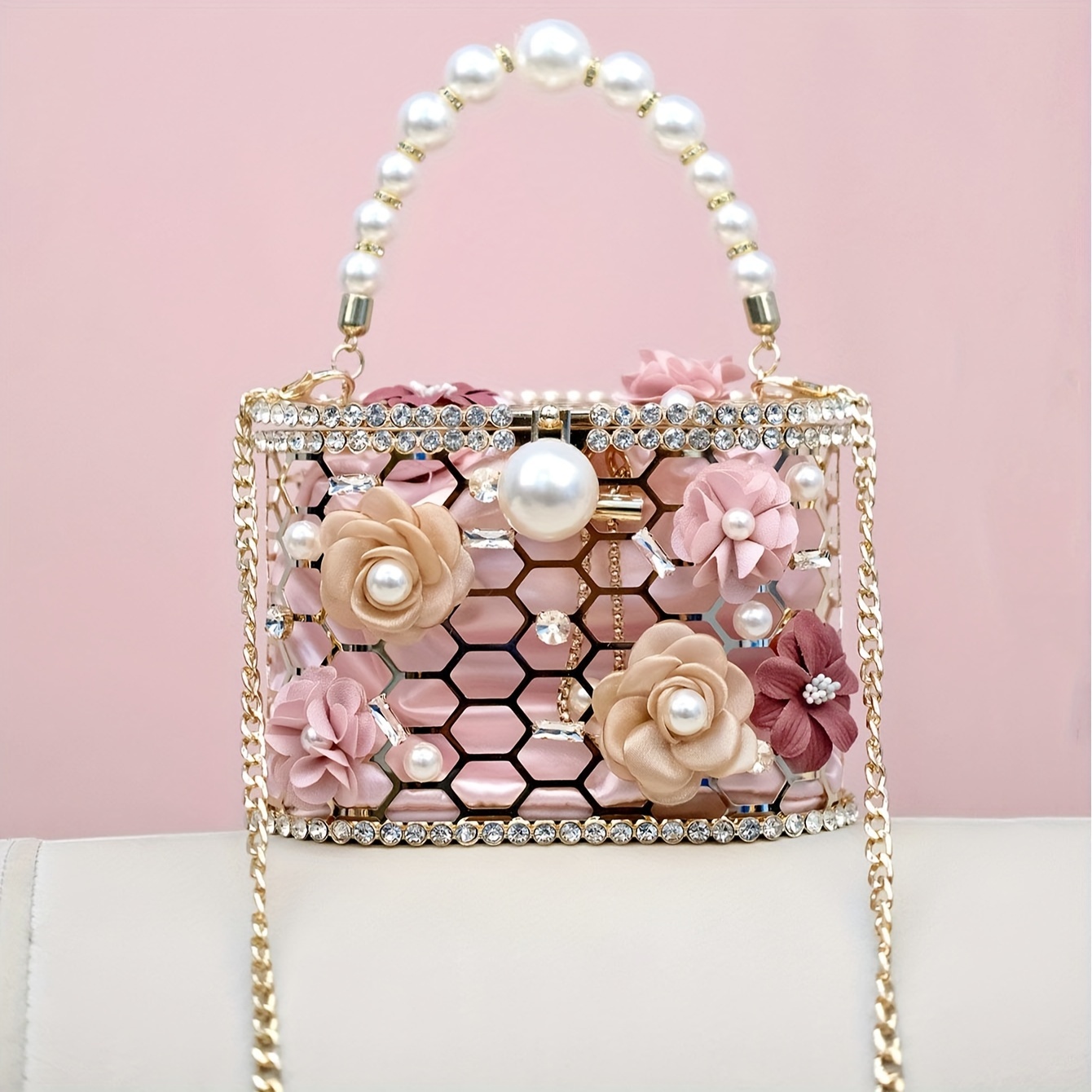 exklusive 2024 damen braut hochzeits handtasche rosa strass Temu