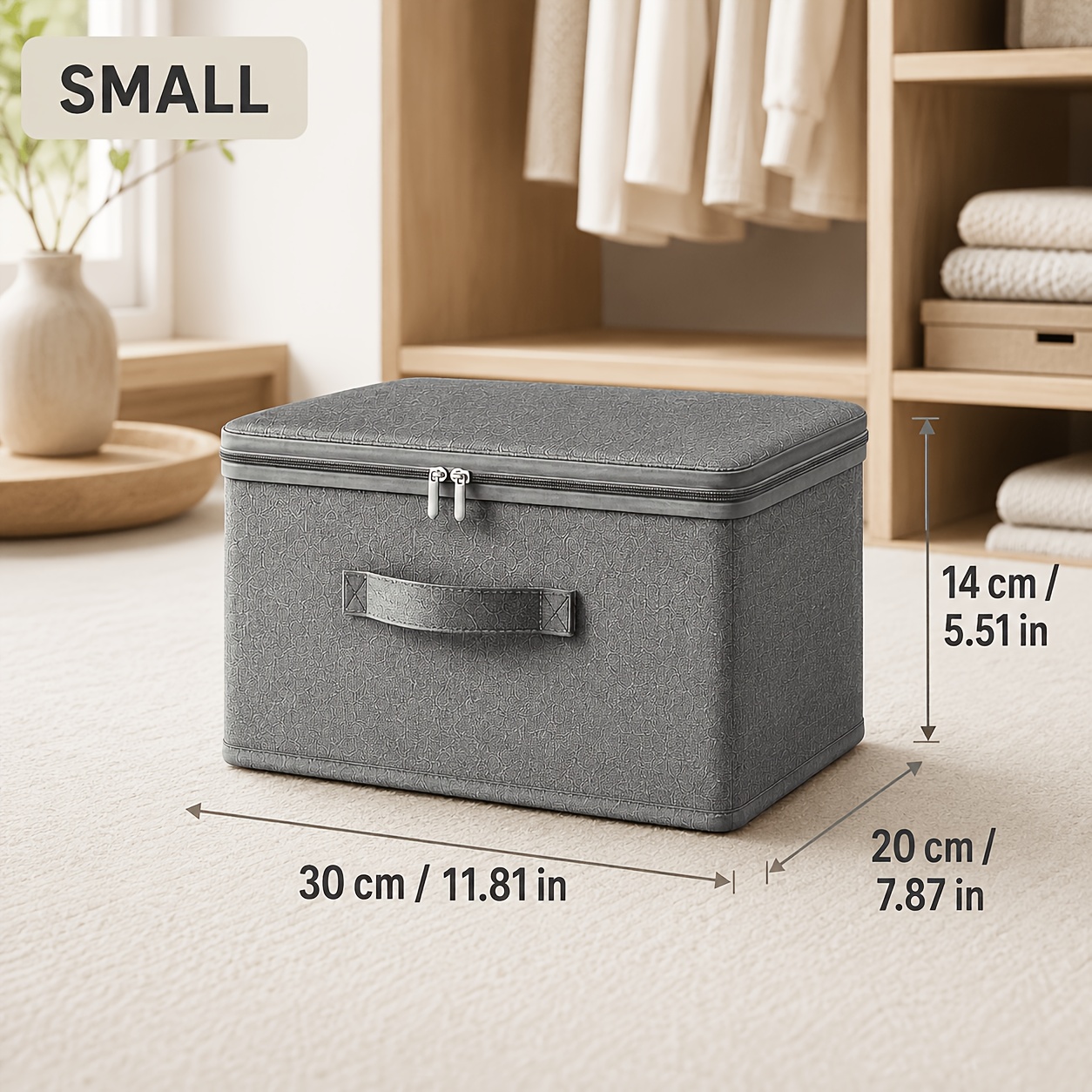 Image of Home Large Capacity Gray Folding Storage Box 3 Sizes Combination With Lid Dustproof Zipper Wardrobe Clothing Bedding Sundries Classification Storage Box 3pcs Set, Under-bed Storage