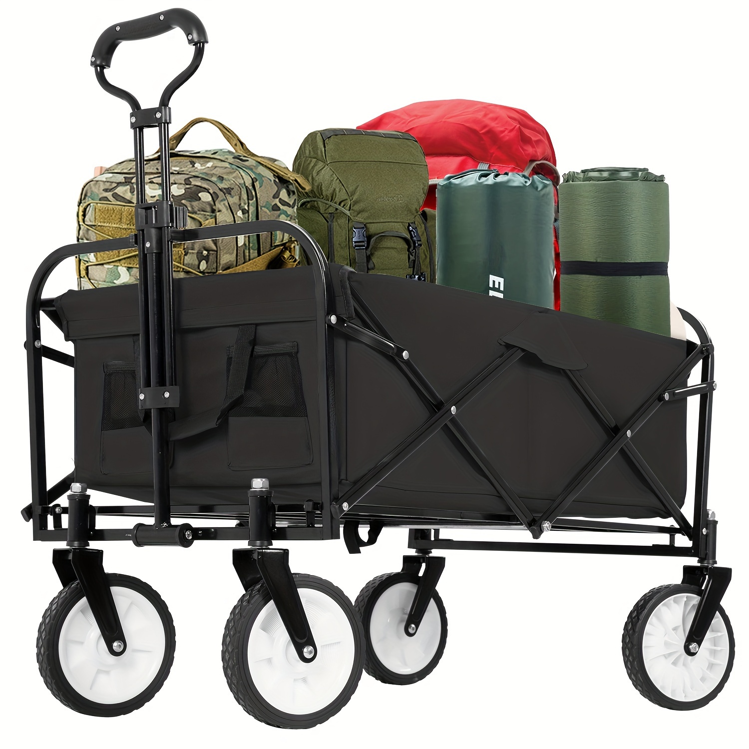 

35"collapsible Wagon Cart Folding Foldable Garden Cart With Large Capacity, Capacity Portable Utility Wagon Cart Heavy Duty For Beach Camping