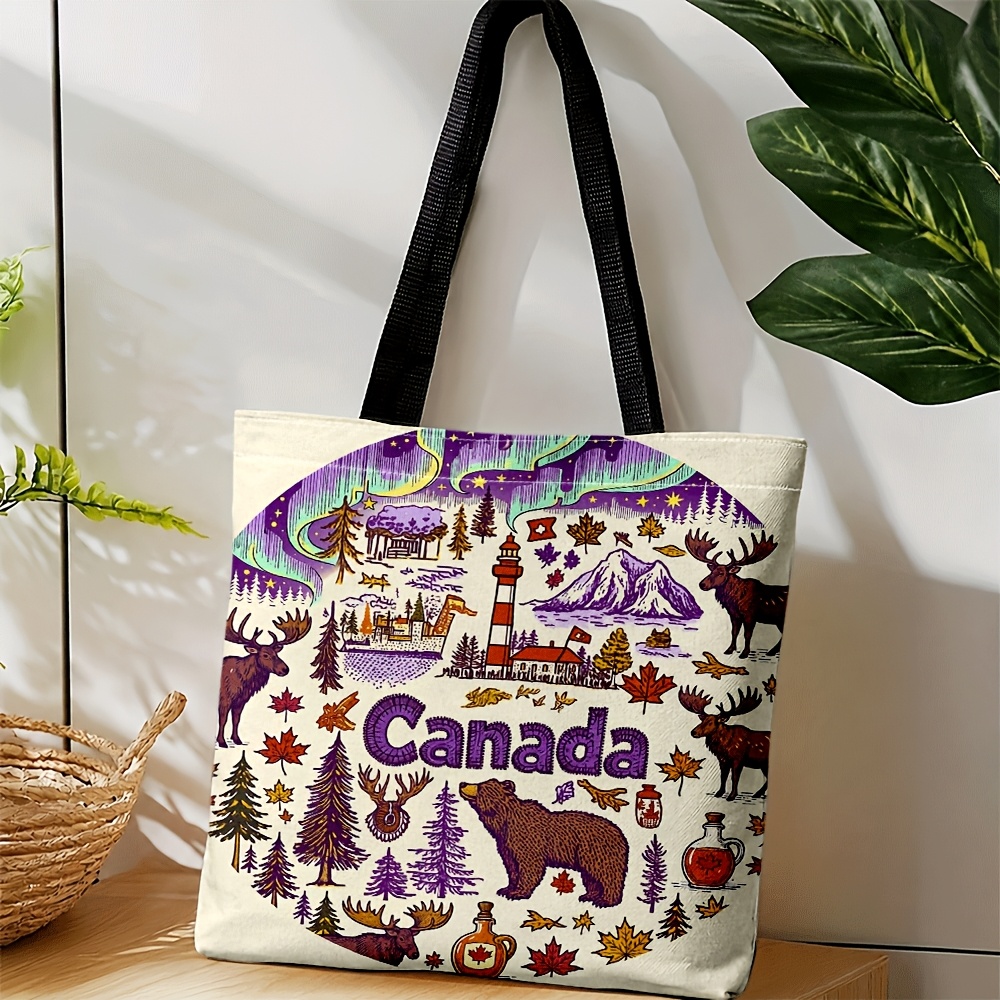 TEMU Sac pour femme sur le thème du Canada avec , érable, et ours - Sac bandoulière et sac à main adapté comme , lavable en machine avec sangle,