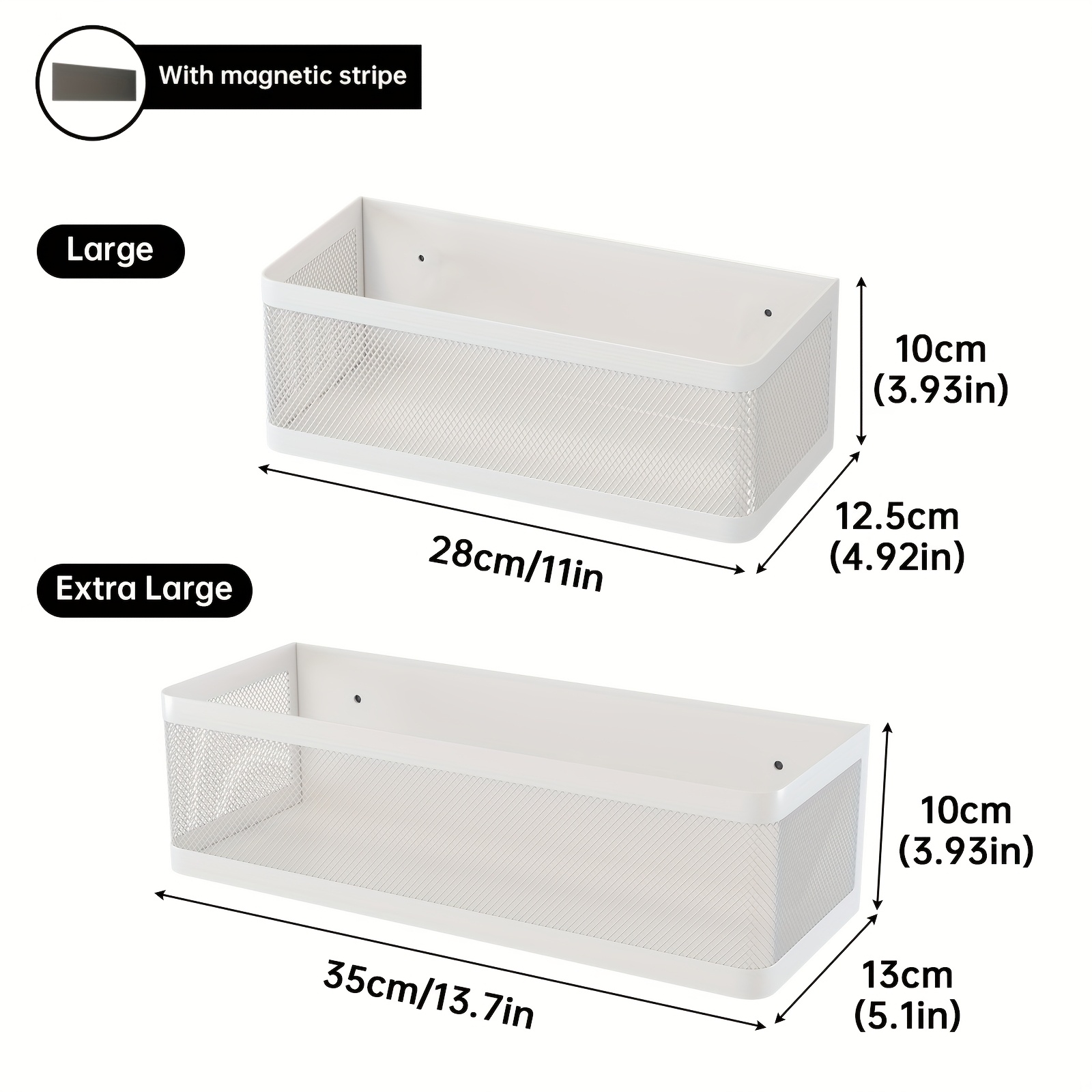 E-shop 2 Stück Große Magnetische Wäsche-Aufbewahrungskörbe - Robuster Metall-Organizer mit Offener Oberseite und Starkem Magnetschutz, Platzsparender