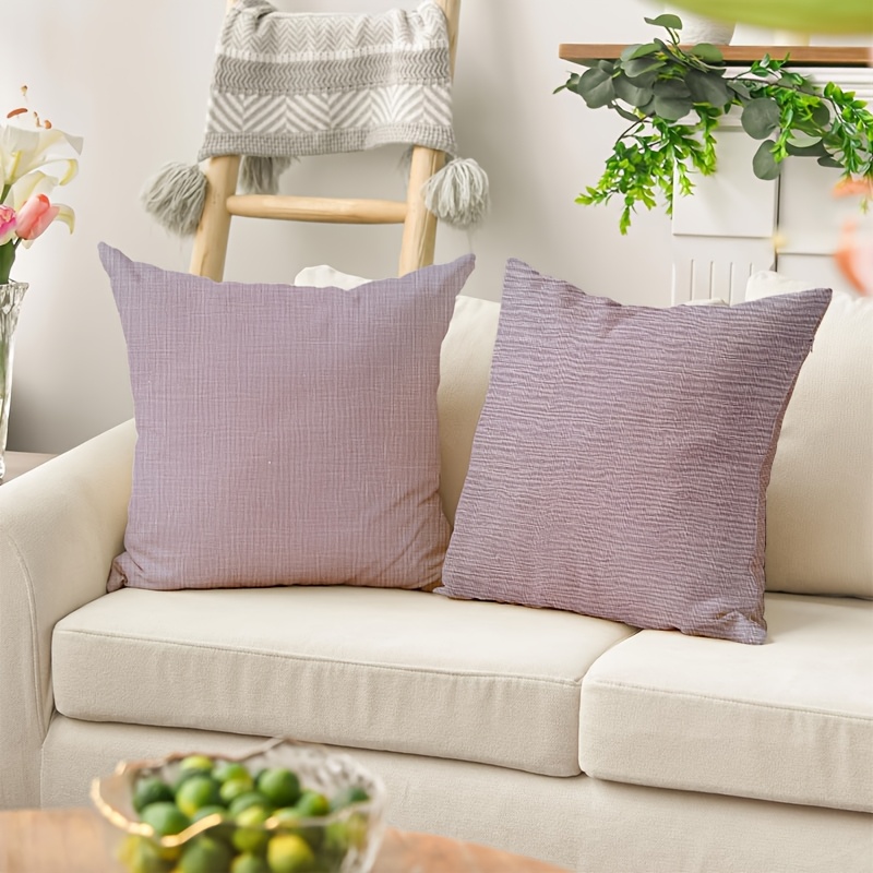 TEMU Juego de 2 fundas de cojín con cremallera, 18 x 18 pulgadas, color lila sólido, impresión , adecuado para dormitorio, , sofá, etc., decoración