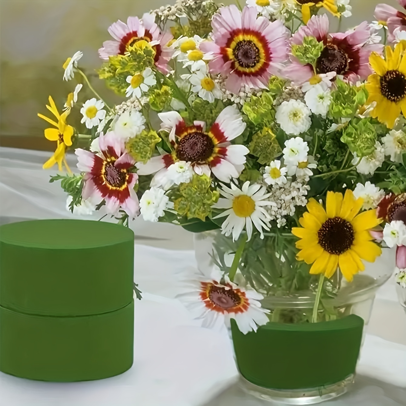 

6/8/10pcs, Floral Foam Round Artificial Flower Foam Bubble Glue Blocks For Flower Arrangement 3.2"x1.6" Dry Green Plant Foam Florist Foam For Flowers