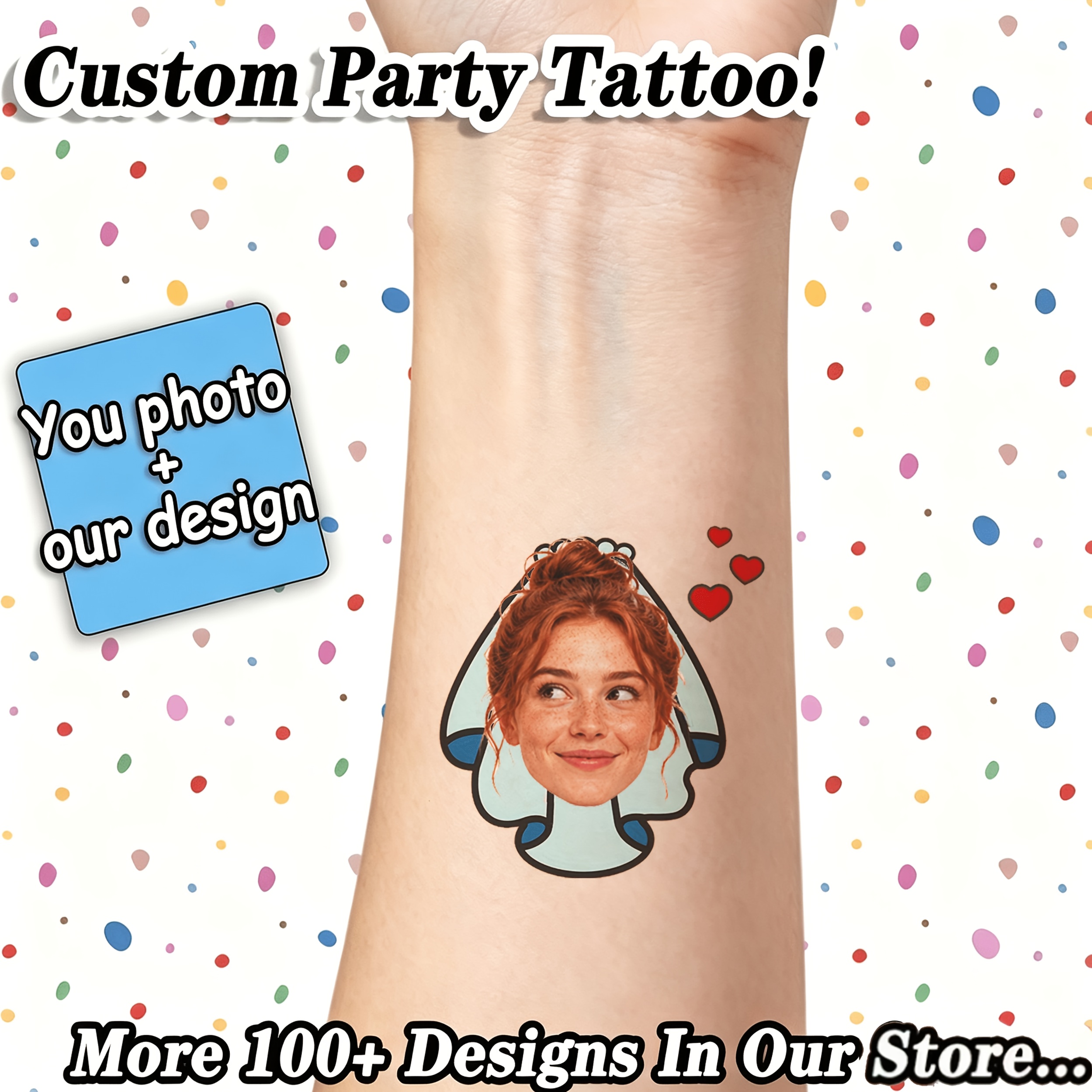 TEMU 16pcs Custom Tattoo, Bride With , Temporary Tattoo Stickers, Custom Wedding Design, Photo-based Design, Suitable For Face And Body Decoration,
