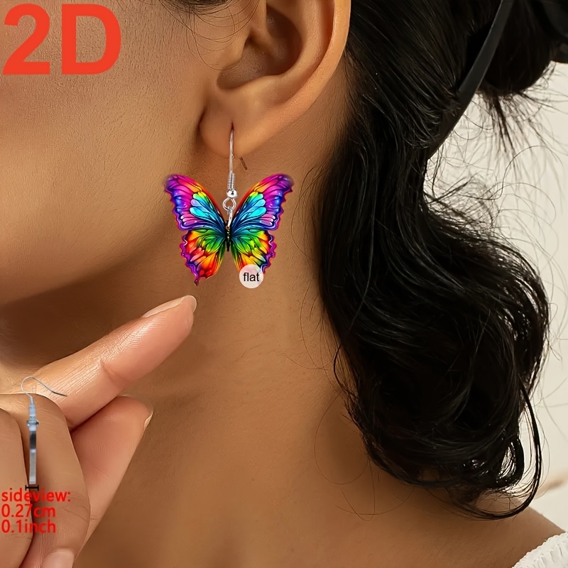 Valentine's Fun Multicolor Cartoon Butterfly Pendant Earrings