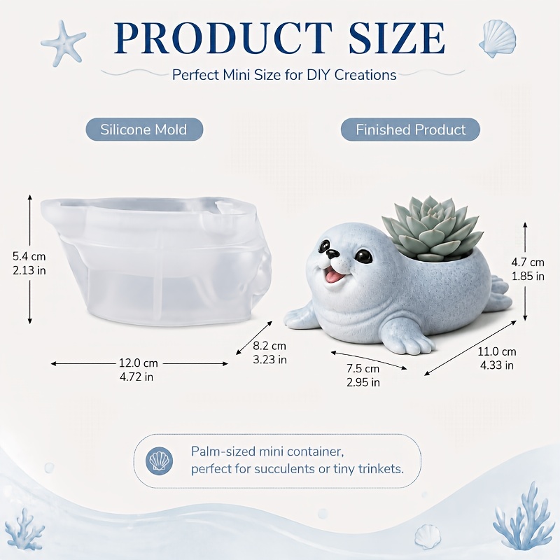 TEMU 3d Smiling Seal-shaped Silicone Mold—a , Easy-to-clean, And Heat-resistant Mold Suitable For Crafting Items Such As Concrete Storage Containers,