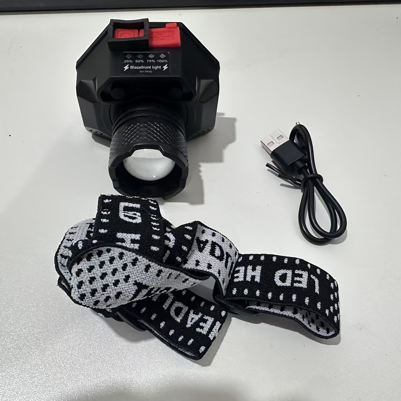 TEMU Una potente linterna frontal LED retráctil, adecuada para iluminación de emergencia y uso en exteriores. 3 de iluminación, equipada con una