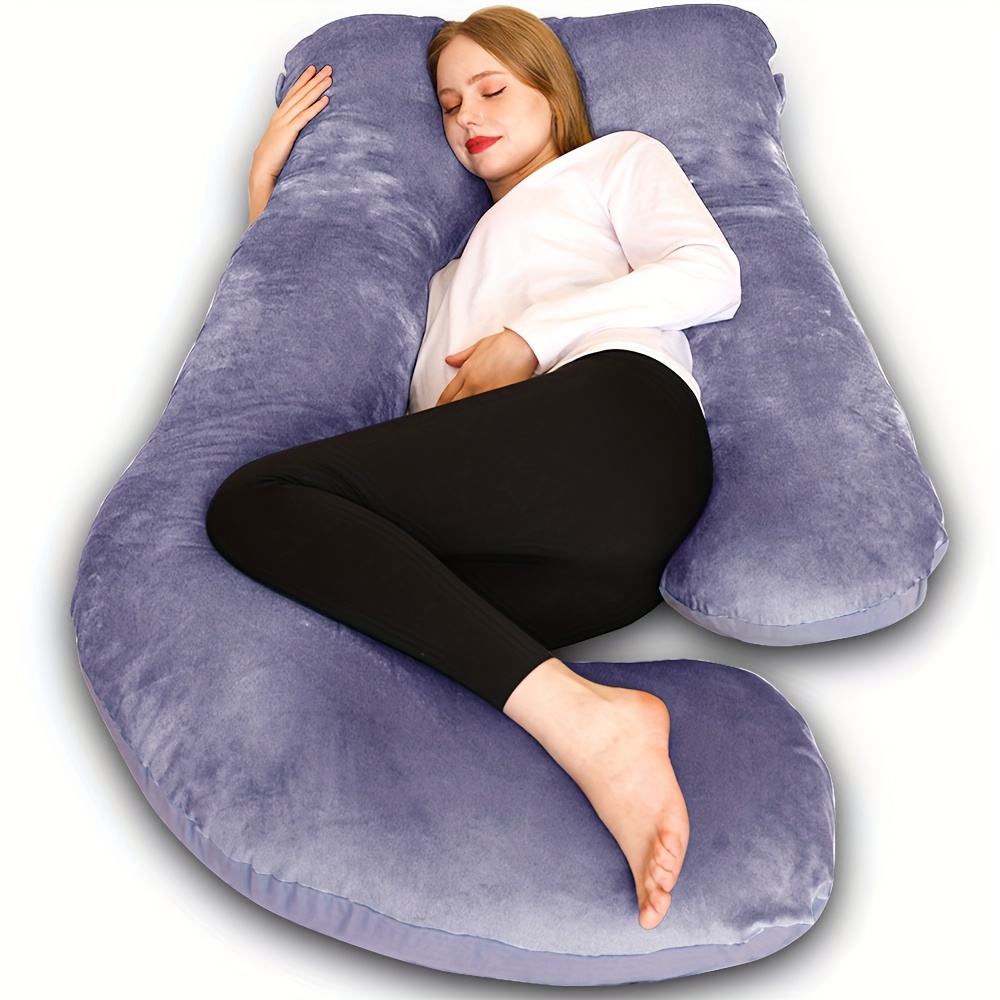 TEMU 60 Inch Maternity Body Pillow For Sleeping - Pregnancy Pillow With Removable Velvet Cover, Machine Washable, Support