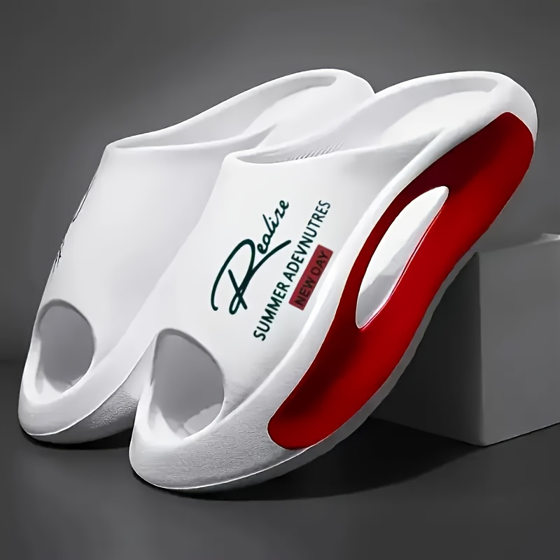 vmi Men's Open-Toe EVA Slides - Comfortable, Non-Slip Casual Sandals with Arch Support, Red & White, All-Season Outdoor Footwear